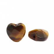 Pierres naturelles perles Œil de tigre cœur Marron doré