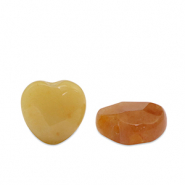 Pierres naturelles perles Quartz cœur Orange ambre multicolore
