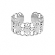 Bagues en acier Inox fleur Argenté