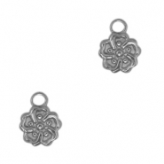 Breloques en acier Inox fleur Argenté antique