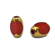 Perles en verre ovale à facettes Rouge-doré