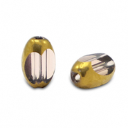 Perles en verre ovale à facettes Violet aubergine clair transparent-doré
