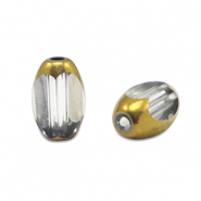 Perles en verre ovale à facettes Gris glacier transparent-doré