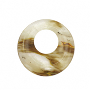 Pierres naturelles pendentifs verre donut 30mm Marron-transparent