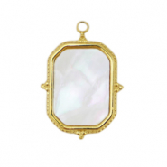 Breloques en acier Inox coquille rectangle Doré-blanc (couleur naturelle)