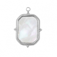 Breloques en acier Inox coquille rectangle Argenté-blanc (couleur naturelle)
