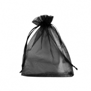 Sachet à bijoux en organza 10x12cm Noir