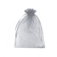 Sachet à bijoux en organza 10x12cm Gris clair