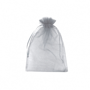 Sachet à bijoux en organza 7x9cm Gris clair