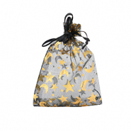 Sachet à bijoux en organza 7x9cm lune et étoile Noir-doré