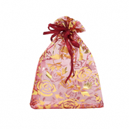 Sachet à bijoux en organza 7x9cm rose Rose cerise-doré