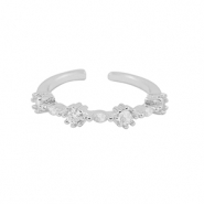 Métal TQ laiton bague zirconium Argenté-cristal