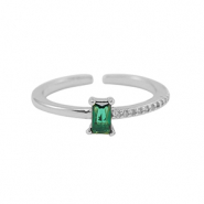 Métal TQ laiton bague zirconium Argenté-vert