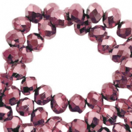 Perles à facettes 4x3mm disque Heishi Rose magenta-pearl shine coating