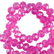 Perles à facettes 4x3mm disque Heishi Fuchsia-pearl shine coating