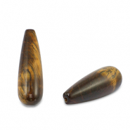 Pierres naturelles perles Œil de tigre goutte Marron doré