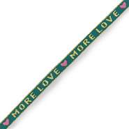 Ruban texte "more love" Bleu sarcelle-doré