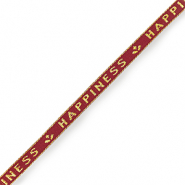 Ruban texte "happiness" Rouge bordeaux-doré