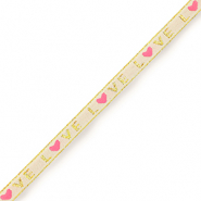 Ruban texte "love" Rose pâle-doré