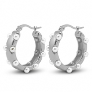 Boucles d'oreilles en acier Inox imitations perles Argenté