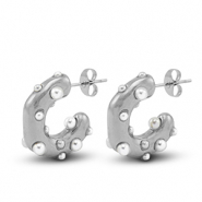 Boucles d'oreilles / puces en acier Inox imitations perles Argenté
