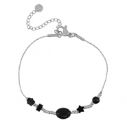 Bracelets en acier Inox étoile Argenté-noir