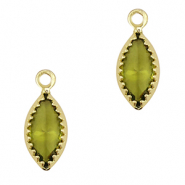 Pendentifs en verre Crystal Glass ovale Vert olive-doré