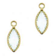 Pendentifs en verre Crystal Glass ovale Bleu ciel clair-doré