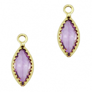 Pendentifs en verre Crystal Glass ovale Violet-doré
