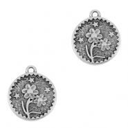 Breloques en métal DQ fleur Argenté antique (sans nickel)