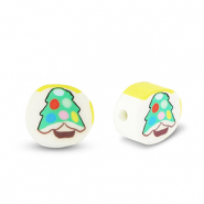 Perles en polymère sapin de Noël Blanc-vert