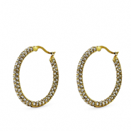 Boucles d'oreilles en acier Inox créoles zirconium Doré