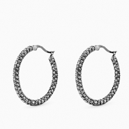 Boucles d'oreilles en acier Inox créoles zirconium Argenté