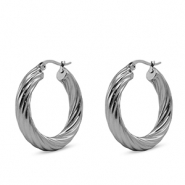 Boucles d'oreilles en acier Inox créoles Argenté