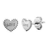 Boucles d'oreilles / puces en acier Inox coeur Argenté
