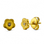 Boucles d'oreilles / puces en acier Inox fleur Doré
