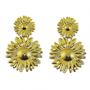 Boucles d'oreilles puces en acier Inox fleur Doré