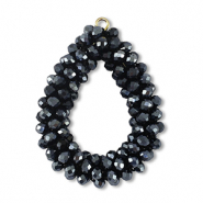 Boucles pendentifs facettées goutte bleu nuit