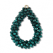 Boucles pendentifs facettées goutte Vert pétrole