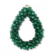 Boucles pendentifs facettées goutte Vert fairway