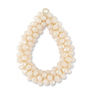 Boucles pendentifs facettées goutte Blanc vanille