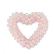 Boucles pendentifs facettées coeur Rose clair
