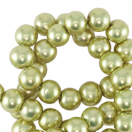 Perles en verre cirées 8mm Verte olive clair