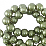 Perles en verre cirées 8mm Vert lime foncé