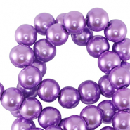 Perles en verre cirées 6mm Violet