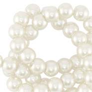 Perles en verre cirées 4mm Blanc cassé