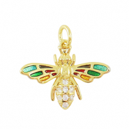 Métal TQ laiton breloques zirconium Abeille Doré