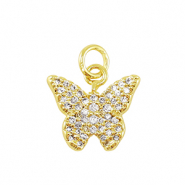 Métal TQ laiton breloques zirconium Papillon Doré