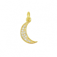 Métal TQ laiton breloques zirconium Lune Doré