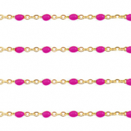 Apprêts en acier inox chaîne maille jaseron 1mm Rose magenta-doré